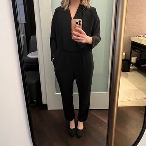 EUC JCrew 365 black lapel jumpsuit
